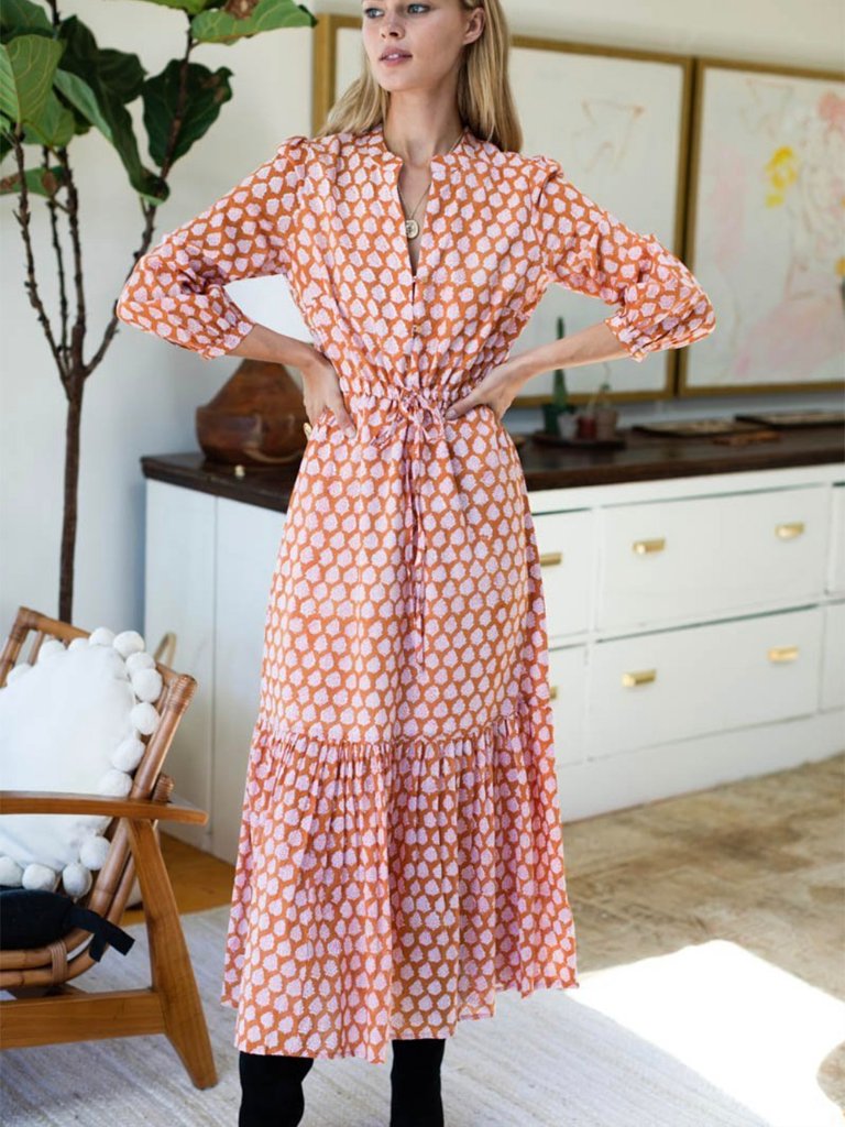 Emerson Fry India Collection Frances Dress Gigi Print Sz M